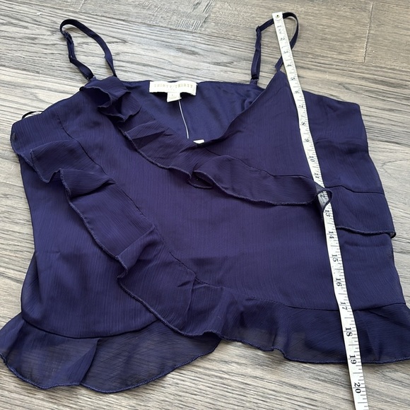 Thirty / Thirty LA | Navy blue ruffled satiny cami tank top NWT Size Large - Picture 5 of 10
